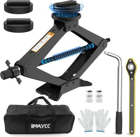 IMAYCC 2.5T Car Jack Kit,Scissor Jack forCar BMW Serie with Jack Rubber Pads,Spare Tire Changing Kit,Portable Tire JackRepair with Lug Wrench,2500KG Car Lifting Jackfor SUV MPV BMW 1/3/5/6/7/Z/X