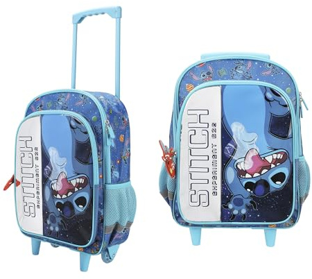Disney's Stitch 16 Rolling Travel Backpack With Wheels And A Keychain