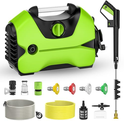 IERAKOR Hochdruckreiniger, 120Bar Elektrischer Hochdruckreiniger mit 1400W Leistung, 360L/H Fördermenge, 4 Düsentypen, 10M Hochdruckschlauch, Hochdruckpistole, Mobiler Flächenreiniger für Autos/Garten