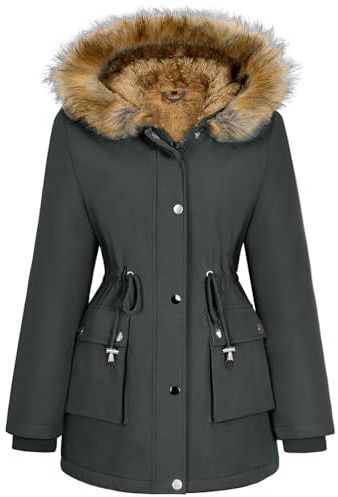 Xnova Abrigos Parka Mujer de Forro Polar Chaquetas (Gris, L)