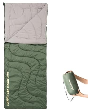 BISINNA Schlafsack Leicht Sommer (190x75cm) - 680g Ultraleicht & Geräuscharmer - Kompakt 27x15cm für Camping, Festival, Gäste
