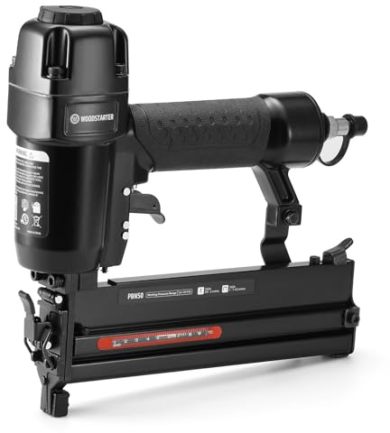 WOODSTARTER Pneumatic Brad Nailer, 18 Gauge 2 in 1 Air Brad Nail Gun and Staple Gun, compatible with 2-Inch Brad Nails and Crown 1-1/2 inch Staples, for Upholstery, DIY Project, Woodworking