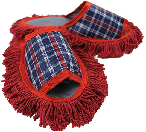 Rotfuchs dammduk tofflor puts-tofflor mop-skor i rött med rengörande bomullssula, storlek 37-39 unisex R-153