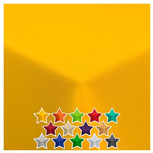 StoffTex Tischdecke I Tischläufer I Tischtuch I Tischwäsche I Dauerhaft Kratzfest I Tischdekoration aus Polyester für Wohnzimmer, Esszimmer, Balkon, Garten (Gelb, 140 x 220 cm)