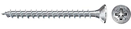 fischer 300 x Chipboard Screws Power-Fast II 3.0 x 25 Countersunk Head with Phillips Fully Threaded Galvanised Blue Passivated (Item No. 670035)