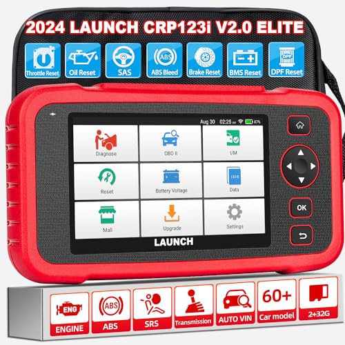 OBD2 Scanner Car Diagnostic Tool LAUNCH CRP123i V2.0, OBD Scanner with 4 System ENG/ABS/SRS/AT Diagnosis, 7 Reset Throttle/Oil/SAS/DPF/ABS/Brake/BMS Auto, Lifetime Software Update