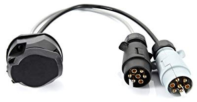 Leisurewize Twin Electric (12N/12S) Car to Caravan Adaptor, 13-Pin to 7-Pin, With Lid on 13-Pin Plug (LW654)