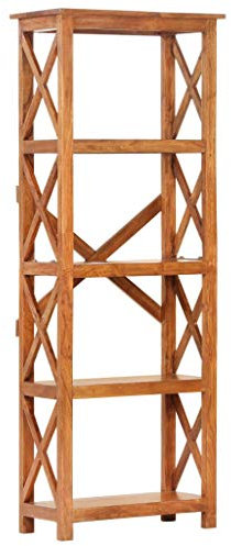 vidaXL Solid Acacia Wood Honey Finish Bookshelf - Robust and Sturdy Space Optimiser with Unique Grains, Perfect for Attic or Living Room Decor - Brown