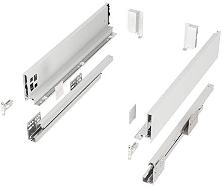 Système de Tiroir JUNKER-SLIM Blanc Hauteur: 84 mm Profondeur: 300 mm capacité de charge jusqu'à 40 Kg Soft-Close avec cadres de tiroirs de 13mm d'épaisseur