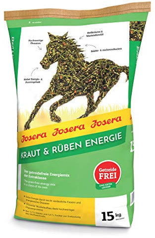 JOSERA Kraut & Rüben Energie (1 x 15 kg) | PFERD | Premium Pferdefutter | Energiemix der Extraklasse - effizienter Muskelaufbau dank Pflanzenproteinen | getreidefrei | stärkereduziert | 1er Pack