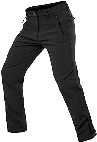 Cycorld Herren Wanderhose-Winter-Outdoorhose-Skihose,Thermohose Wasserdicht Gefütterte Softshellhose Winddicht Warm Fleece Schneehose Trekkinghose Skifahren (Schwarz, XL)