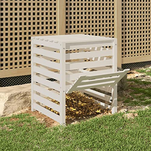 Tidyard Compostador Compostador de Jardín Compostera Organica Compostador Eco Jardin de Madera Maciza de Pino Blanco 63,5x63,5x77,5 cm