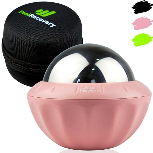 Bola de Masaje Muscular Efecto Frío y Calor con Pelota de Metal y Gel 8cm Ø - Rodillo Masajeador Manual RollOn para Crioterapia, Relajación, Bienestar, Anticelulítico, Fascia, Espalda y Pies