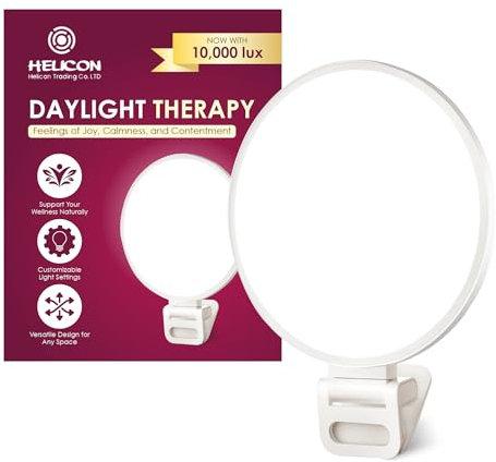 Sad Light Therapy Lamp, Daylight Therapy Light, 10,000 Lux for SAD lamp, Sunlight, 3 Colours & 10 Brightness Levels, 360° Adjustable Rotation, Portable Design, Bright