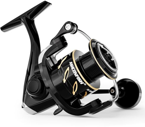 Ashconfish DF-serien spinnrulle saltvatten och sötvatten fiskerulle, lätt nylon/glasfiberram, 7+1BB, 5.2:1 Växelförhållande, långdistansgjutning DF (djup spollinje kopp (DF), 3000)