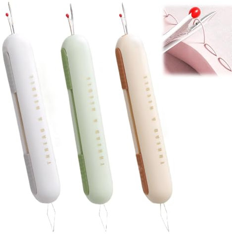 Roinaid 3 Stück Einfädelhilfe für Nähnadeln,Multifunktionales Fadeneinfädler für Nadeln,2-in-1 Nadeleinfädler Nahttrenner,Tragbar Needle Threader Seam Ripper,für Nähen Basteln Nähzubehör