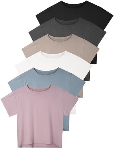 Dalavch 6 Pack Women's Crop Top Short Sleeve Athletic Workout Loose Fit