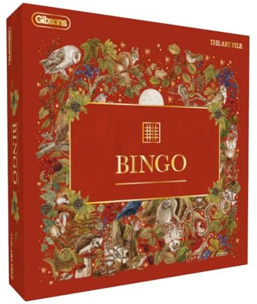 Gibsons The Art File Luxury Bingo Game – Elegant Family Board Game for Ages 8+, 2–8 Players – Premium Woodland Design with 200 Tokens – Classic Party Game Gift for All Ages