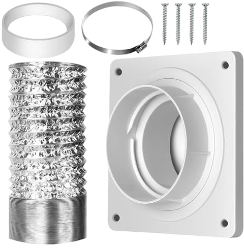 Desagüe para secadora: ventilación portátil para aire acondicionado, montaje en pared, conexión con manguera, placa de conexión como pieza de repuesto para lavadoras, ventiladores, ventiladores de