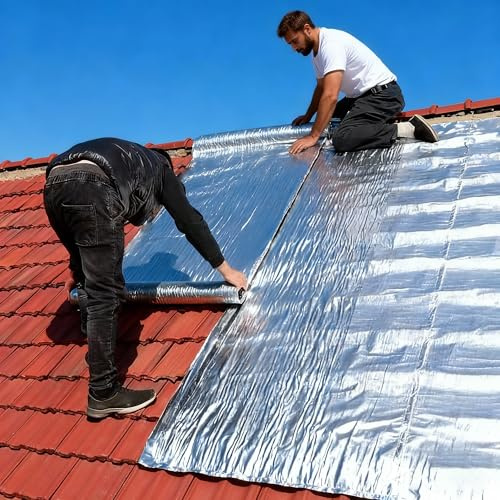 Nisorpa Rotolo di riparazione per tetti di asfalto, in feltro autoadesivo, 1 m x 5 m, in foglio di alluminio, bitume, impermeabile, protezione per tetti, isolamento, per capannoni, pareti, pavimenti