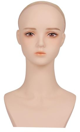 rongweiwang Female Bald Mannequin Head Display Stand For Wig Makeup Hats Glasses And Accessories With Neck Stable Support Mannequin Head With Ears Headwear Display Props