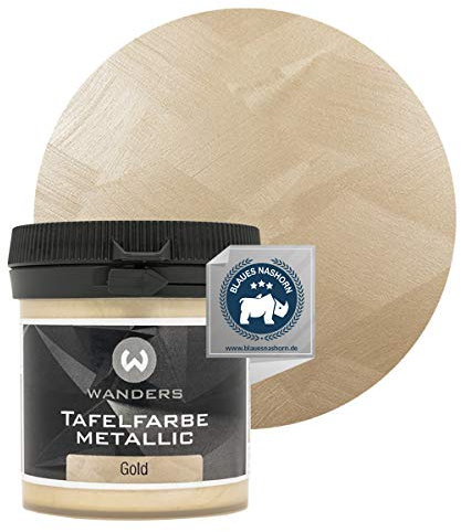 Wanders24 Tafelfarbe Edelmetallic-Gold (80 ml) Blackboard Paint - Tafellack - abwischbare Wandfarbe - in 5 Farbtönen erhältlich - Made in Germany