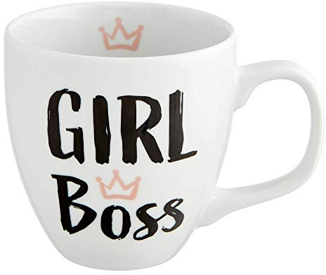 Him & I® - Jumbo-kopp med slogan Girl Boss – 9,5 cm – 0,45 l – porslinsmugg stor – kaffekopp – presentidé för bästa vän, mamma, syster, flicka, kollega och utbildare