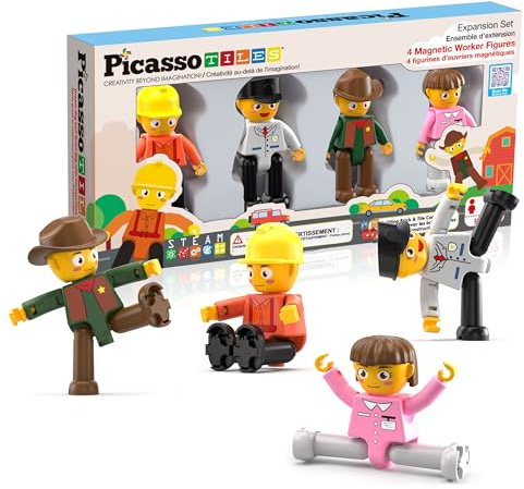 PicassoTiles Ocupación Personaje Figuras de acción Niño Pequeño Juego de Juguete Juego de rol Imán Paquete de Expansión Complemento Stem Construcción Bloque Azulejos PTA02