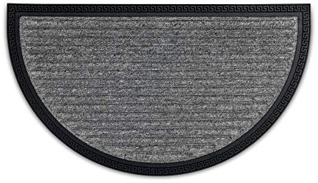 Fußmatte Außen & Innen - 40x70 cm - Silber Linien halbrund - Türmatte rutschfest - Schmutzfangmatte sehr strapazierfähig - Fussmatte aussen Stufen