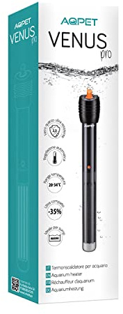 AQPET Venus PRO Riscaldatore per Acquario Modello Ultra Compatto Ideale per Spazi Ridotti, 500 watt Lunghezza 28 cm
