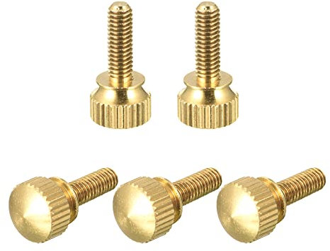 sourcing map 5uds Moleteado Mariposa Tornillos, M4x12mm Latón Hombro Pernos Escalonado Agarre Perillas Sujetadores para PC, Electrónico, Mecánico