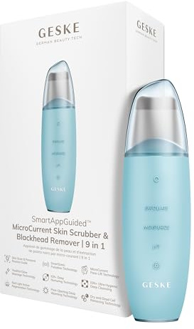 GESKE | SmartAppGuided™ MicroCurrent Skin Scrubber & Blackhead Remover | 9 i 1 | hudvårdsenheter | ansiktsrengöring | anti-aging och rengöring | professionell uppstramning | pormaskborttagare