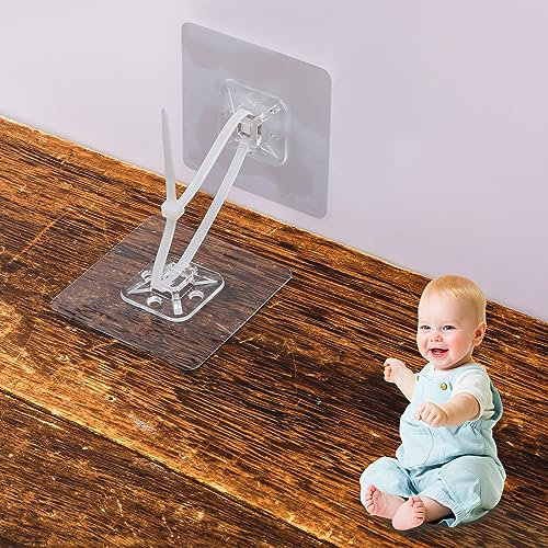 30St Möbelanker ohne Bohren, selbstklebende Möbelanker mit Anti Kipp Möbelgurt, Möbelbefestigungen an der Wand, möbel Kippsicherung zur Babysicherung
