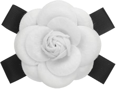 Patikil Spille di Fiori di Camelia, Eleganti Spille di Fiori in Lana Sintetica con Fiocco Floreale per Cappello, Vestiti, Camicie, Cravatte, Spilla da Giacca, Bianco
