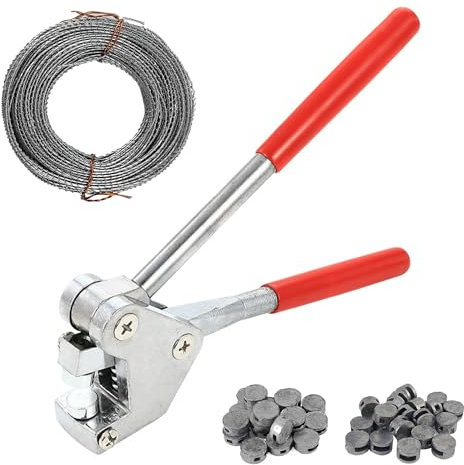 Juego de Alicates para Precintar, con 40 Sellos Redondos y 3 m de Cable Sellado, Alicate de Precintar para Precintos Redondos de 8 a 10 mm, para Contadores de Agua de Electricidad y Equipos Logísticos