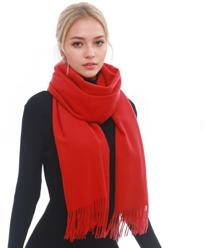 RIIQIICHY Bufanda Rojo Mujer Invierno Pañuelos Grandes Fular Foulard Fulares Pashmina Chal Fiesta