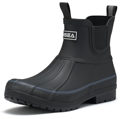 HISEA Women's Duck Chelsea Rain Boots Waterproof Short Garden Boot Outdoor Mud Boots