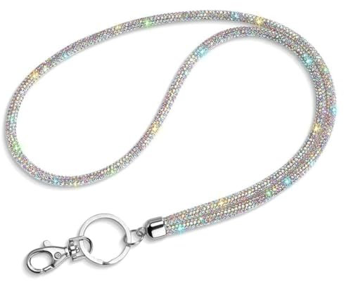EIHI Lanyard Schlüsselband,Kartenhalter Trageband, Bling Strass Schlüsselband Lanyard mit Schlüsselring Kristall Halsband Damenkette Halskette Kit für Schlüsselanhänger ID-Kartenhalter, 1 Stück