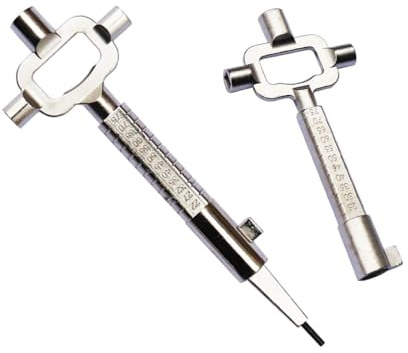Abiyou 2 Piezas Llave de Construcción Universal, Llave Universal de Aleación de Zinc, Llave de Arquitecto, Llave de Leva Cerrajero, Llave Universal para Construcción, para Puertas y Ventanas (Plata)