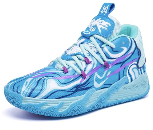 Womens Mens Basketball Shoes Breathable Fashion Colorful High Top Non Slip Outdoor Sport Sneakers for Woman Man Fitness Training Athletic Blue Size 7.5