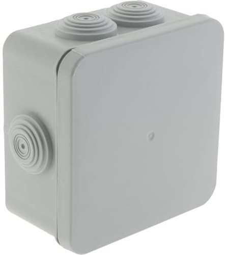 Protec, Boîte de Dérivation Étanche No Airbox IP55 IK07, 100x100x52mm, Blanc, 7 Entrées Latérales Ø4/14/16/20/25mm, 2 Arrières Ø20mm, Tétines Bi-Injectées, Résiste -40°C à +100°C, Couvercle Clipsable
