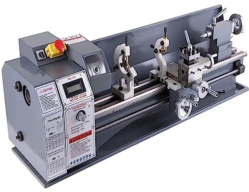 Mini torno de metal, máquina de torno de metal 1100W 220MMx750MM Torno de metal de velocidad variable RPM Fresadora de metal Fresadora digital Herramientas eléctricas, de jardín y manuales
