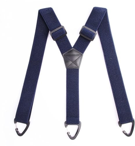 xolear Hängslen herr, breda 3,8 cm, justerbara och elastiska hängslen, robusta extra starka suspenders herr, lämpliga för arbetsbyxor, fritidsbyxor, skidbyxor, med 3 klämmor, Marinblå, 120