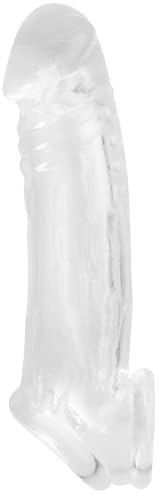 Thick Penis Sleeve Penis Extender with Ball Loop Reusable Cock Enlarger Delay Ejaculation & Enhanced Pleasure Adult Sex Toys for Men (Transparent)