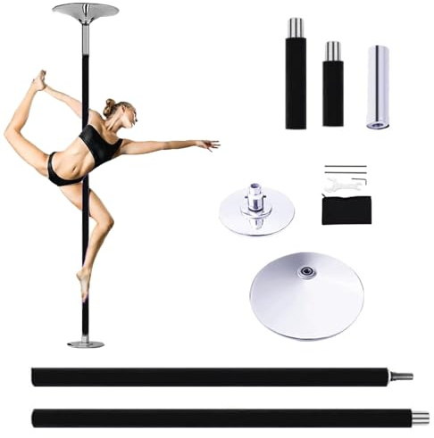 WHIPIN Silicone Stripper Pole, HeavyDuty Fitness Dancing Pole, 7.5ft - 9ft Adjustable Height, Anti Slip Aerial Yoga Dance Poles, Dancing Training Tools, for Home, Dance Studio, Apartment(Black)