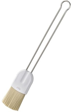 RÖSLE Backpinsel PRO 3,5 cm, Hochwertiger Pinsel mit PBT-Kunststoffborsten zum Einfetten und Glasieren, Drahtgriff, Edelstahl 18/10, 3,5 cm, Silbern/Weiß