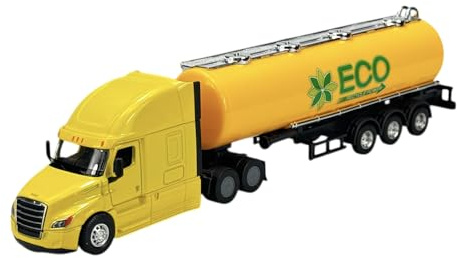 Welly Modelo Coche Compatible con Freightliner Cascadia Amarillo Tanque Camión Camión Aprox. 1/64 1:64 Modelo Metal Auto Die Cast Nuevo en Caja
