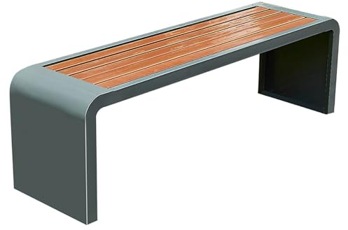 SXKLYRF Bancos para Exterior Sin Respaldo, Banco Vestuario, Fabricado en Hierro Fundido y Madera Maciza Tratada, Resistente a la Intemperie para Patio Trasero(Gray,150x40x45cm/39x161x18in)