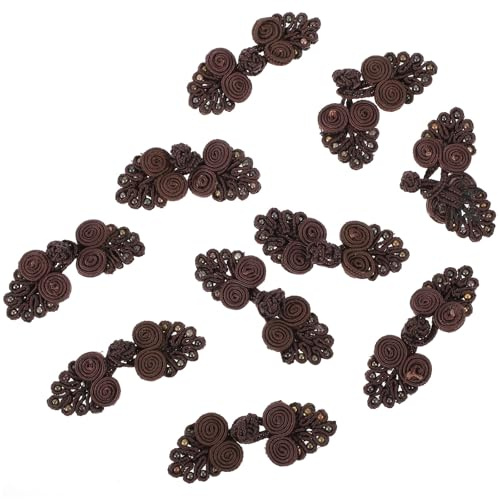 CLISPEED 10 Botones de Cierre Chino Estilo Étnico para Cheongsam Color Café Oscuro 7 Cuentas Diseño Tradicional para Costura DIY y Ropa Oriental