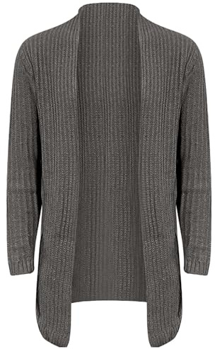 Chaleco genérico para hombre Oversize largo de punto de punto cardigan abierto, chaqueta grande, informal, otoño cárdigan de malla holgada, cremallera, chaleco de punto largo, gris, XL